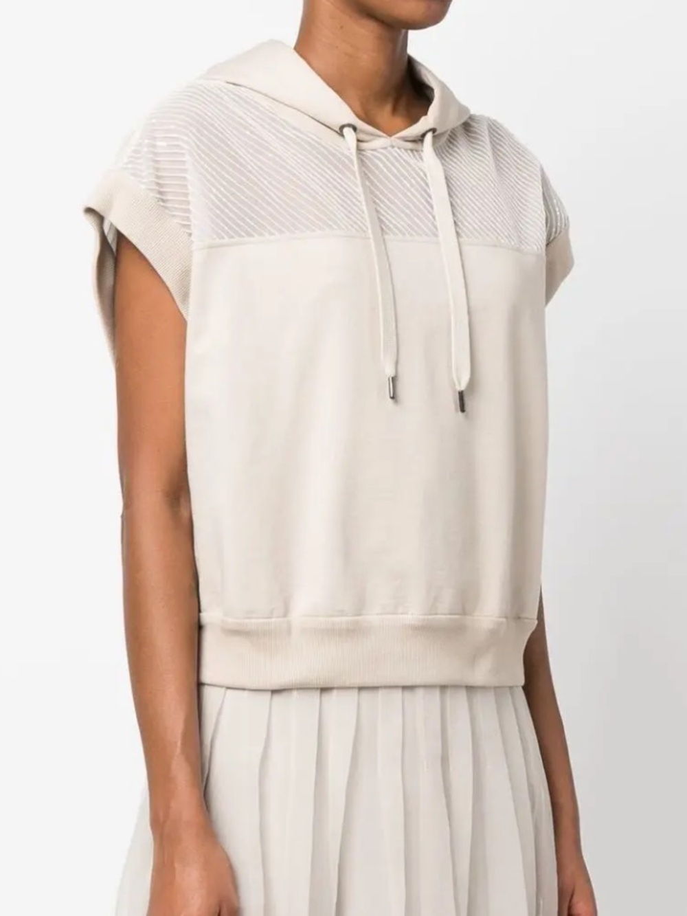 NWT Brunello Cucinelli Sleeveless Hooded Sweatshirt Sequins Italy Size XS